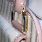 Ted Baker Women’s Pink & Cream Patent Stripe Detail Dual Top Handles Satchel