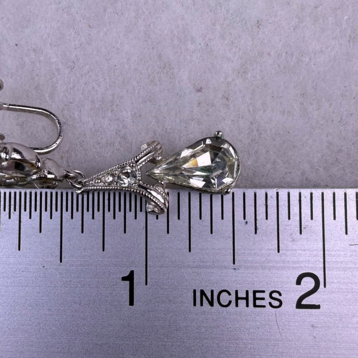 Ora Womens Silver Tone Rhinestone Dangle Clip-On Earrings Vintage Jewelry