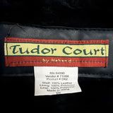 Tudor Court Womens Black Leather Button-Up Jacket Elegant Outerwear Size PL