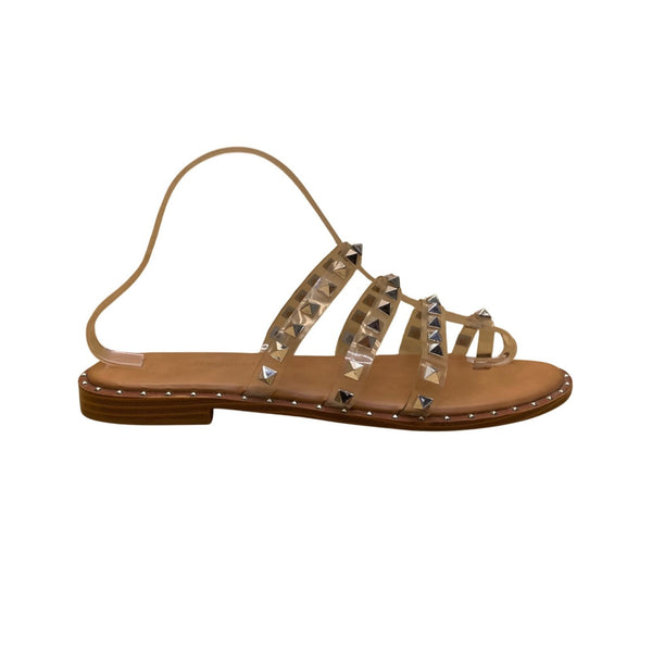 Sincerely Jules Women’s Clear Studded Strap Open Toe Slip-On Sandals Size 8.5