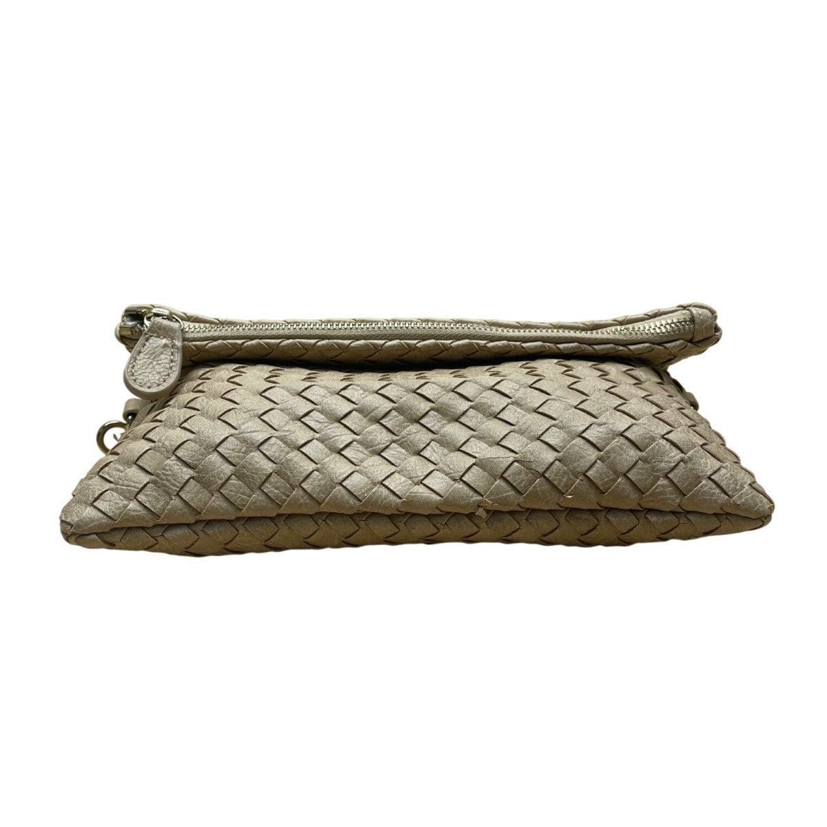 Nine West Women’s Brown Woven Faux Leather Zip Closure Foldover Clutch Bag