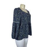 Max Studio Women's Blue with Flower Print Peplum Shirt Sz S