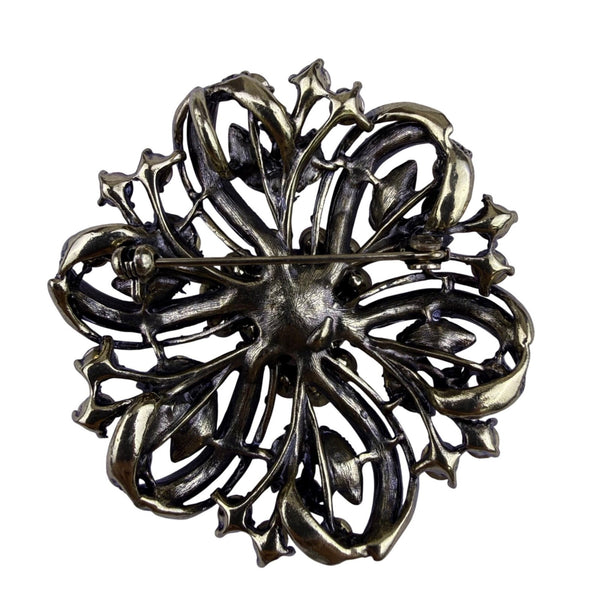 Rhinestone Multicolor Floral Vintage Brooch Womens Metal Pin Pendant 