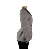 Lauren Ralph Lauren Womens Navy & Beige Houndstooth Linen Blazer Jacket Size 6P