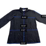 Chicos Womens Black  Button-Down Shirt 3/4 Sleeve Textured Size 2