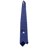 Smithsonian Mens Navy Blue 100% Silk Floral Pattern Necktie Elegant Design