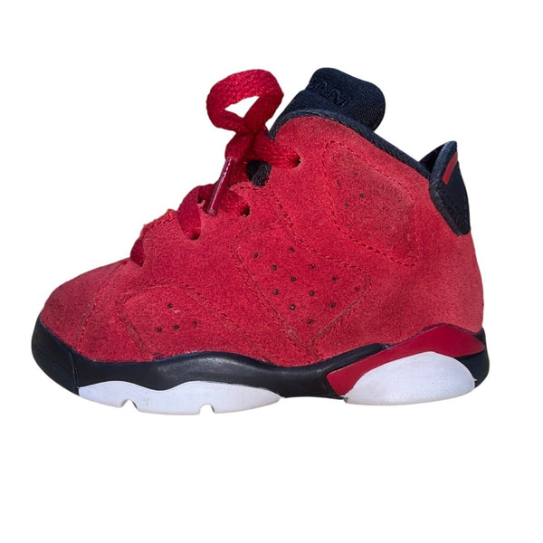 Air Jordan Kids Red Toro Bravo Retro 6 Suede Lace Up Basketball Shoes Size 5C