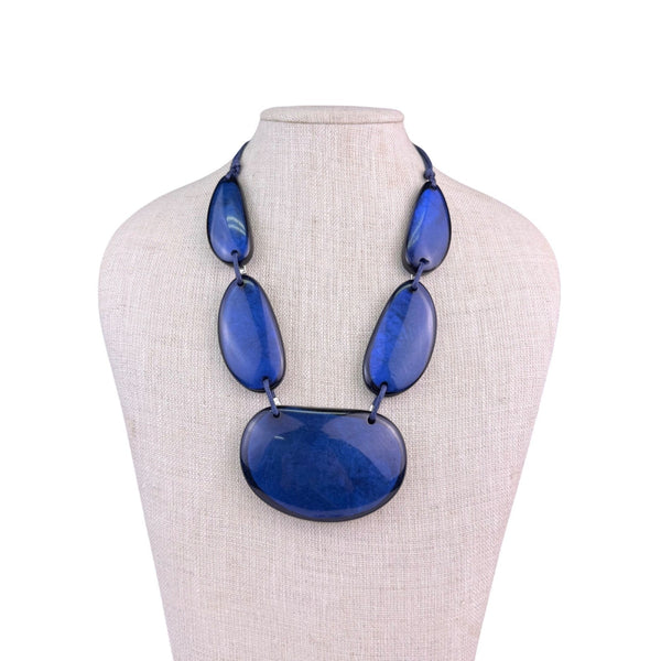 Resin Womens Navy Blue Statement Necklace & Earrings Set Adjustable Size