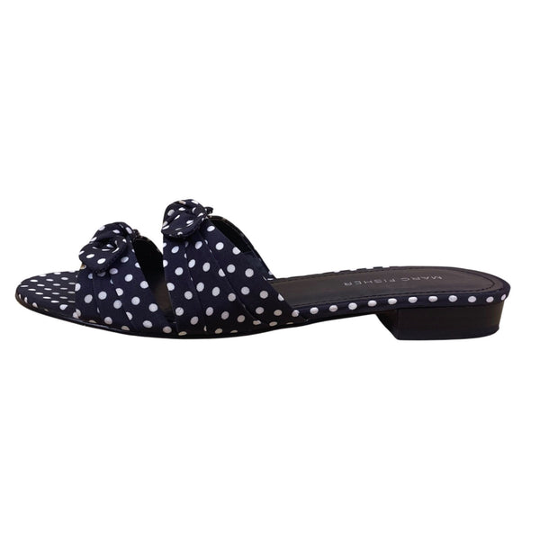 Marc Fisher Women’s Black Multi-Color Polka Dot Laken Slide Sandals Size 7.5 M