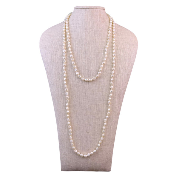 Freshwater Baroque Pearl Necklace Long Strand White Irregular Beads  Jewelry
