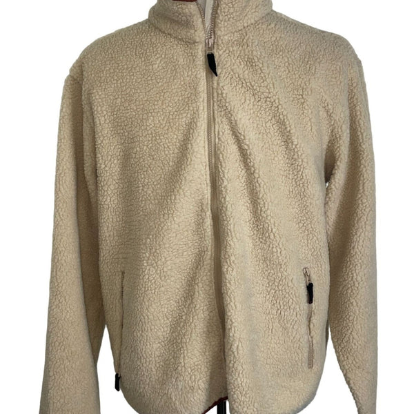 NWT BDG Fluffy  Sipper Casual Light Brown Men's Full Zip Polyester Jacket Size L