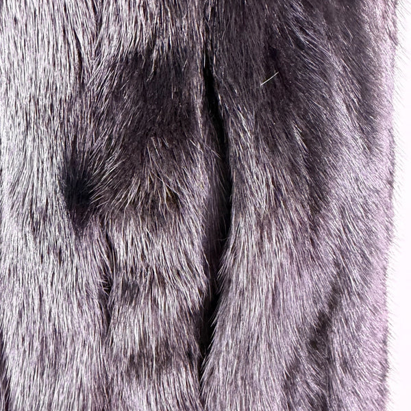Black Womens Mink Fur Coat Luxury Long Full-Length Button-Up Soft Textured Sz M