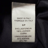 Theory Womens Black Leather Jacket Small Italy Epaulet Bomber Style Zip Closure