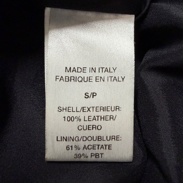 Theory Womens Black Leather Jacket Small Italy Epaulet Bomber Style Zip Closure