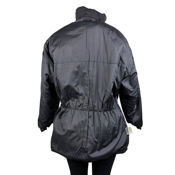 Bogner Womens Black Nylon Embroidered Hooded Jacket Stylish Winter Coat Size 12