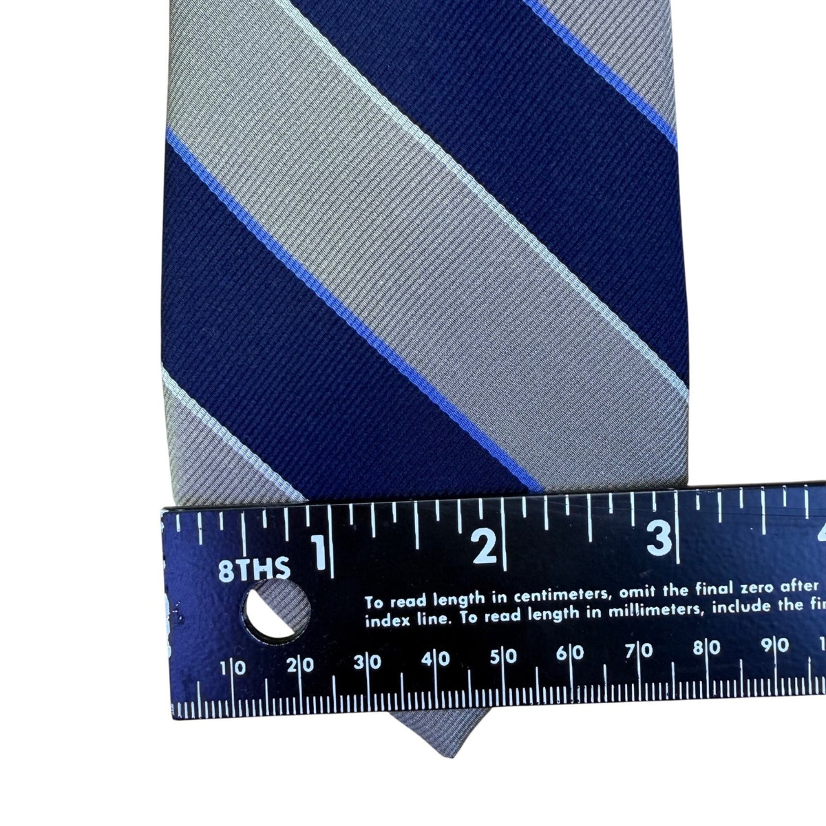 Jos A Bank Mens Blue & Gray 100% Silk Striped Tie Stain Resistant Made In China