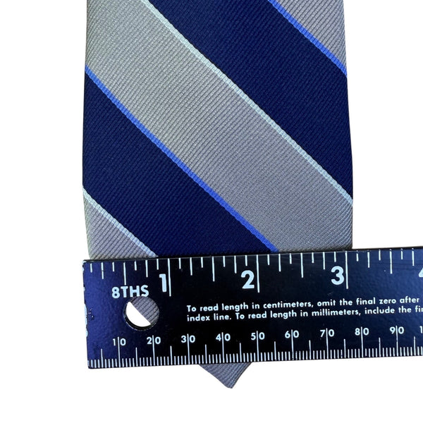 Jos A Bank Mens Blue & Gray 100% Silk Striped Tie Stain Resistant Made In China