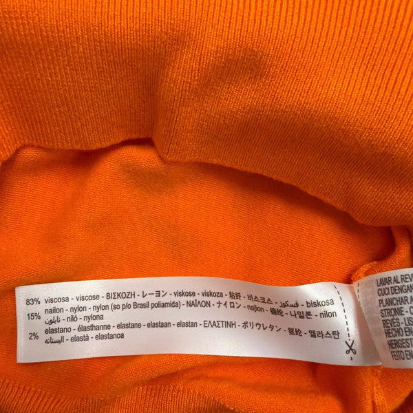 Zara Womens Orange Knit Sleeveless Sweater Viscose Blend Elastic Hem Size M
