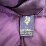 U.S. Polo Assn. Womens Purple Puffer Jacket With Hood Large Zippered