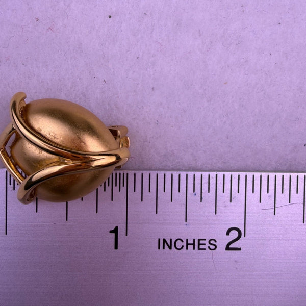 Monet Gold Tone Womens Metal Clip-On Earrings Round Dome Abstract Design