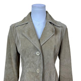 Suede Womens Beige Jacket  3-Button Closure Long Sleeves Neutral Colorway