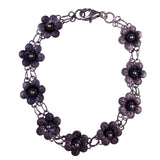 Vintage Womens Sterling Silver  Floral Link Oxidized  Bracelet