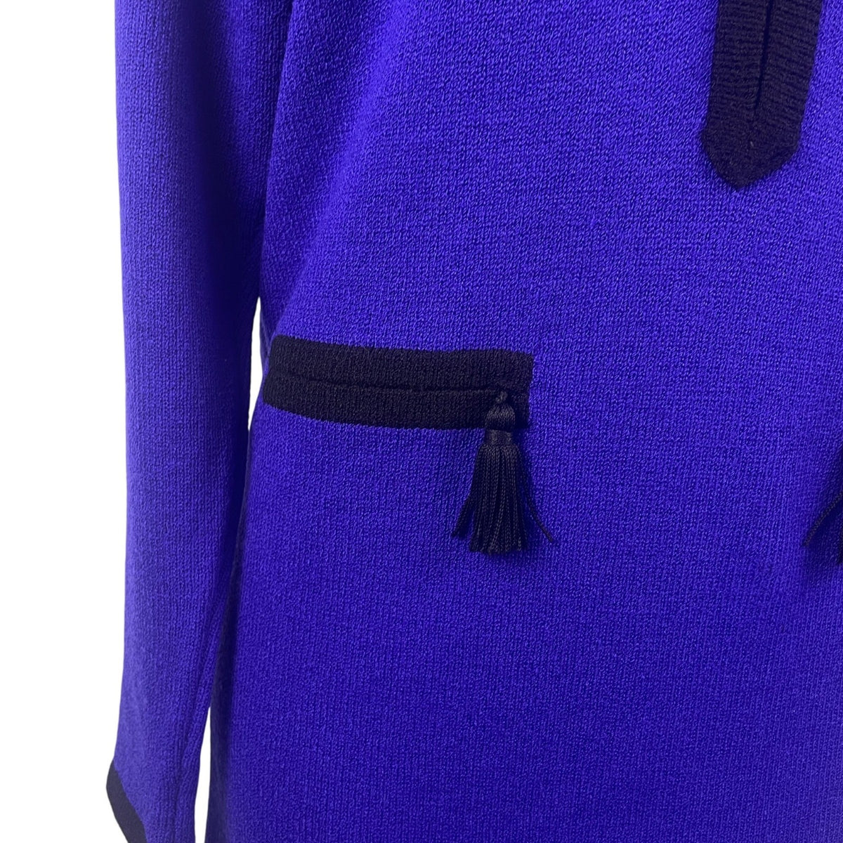Vintage Don Sayres Womens Purple & Black Wool Knit Dress Long Sleeves Sz 8