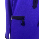 Vintage Don Sayres Womens Purple & Black Wool Knit Dress Long Sleeves Sz 8