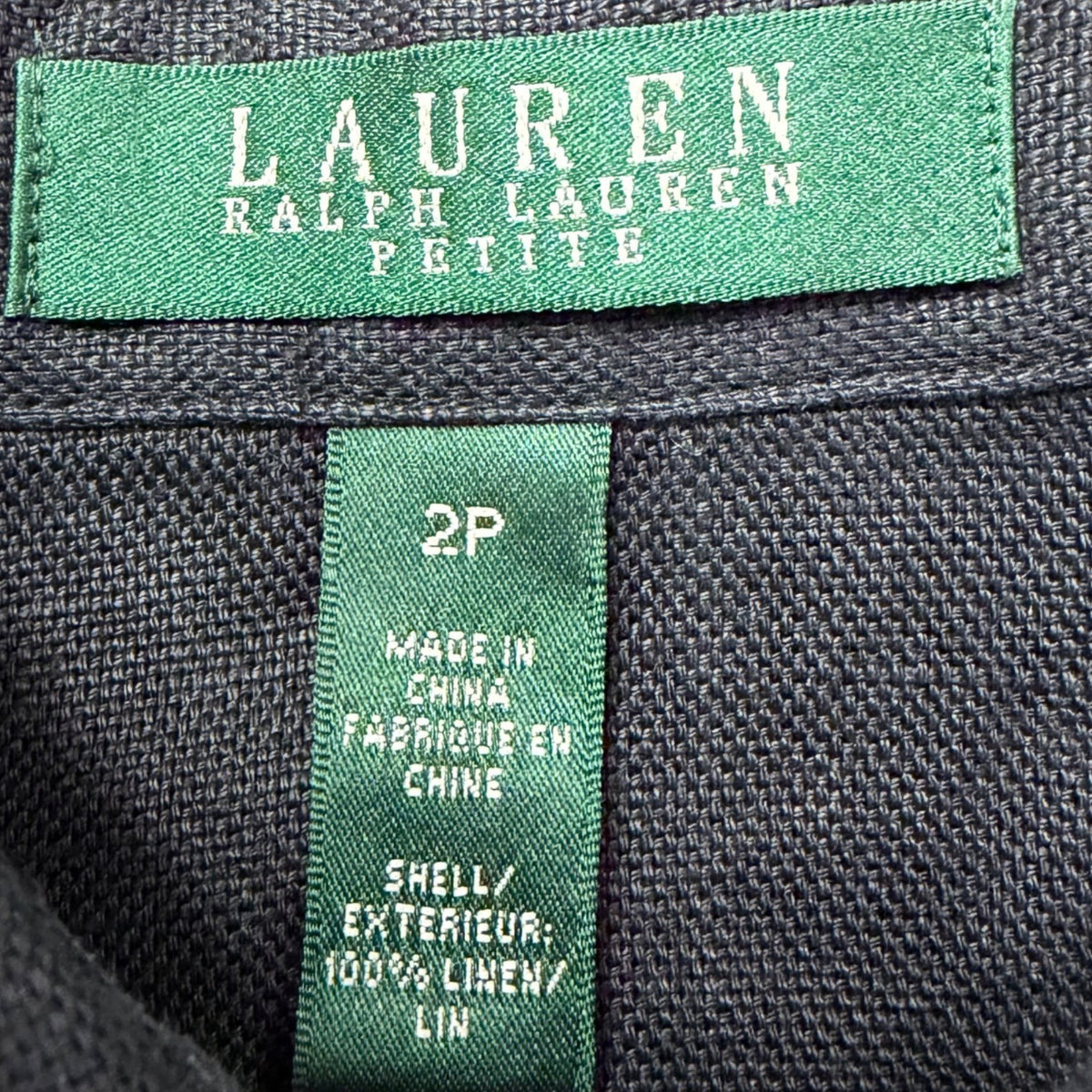 Lauren Ralph Lauren Womens Black Linen Belted Button-Up Pocket Shirt Dress Sz 2P