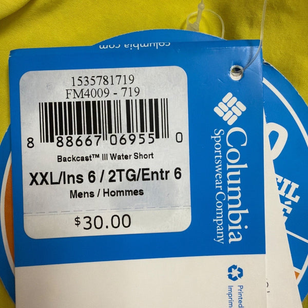 Columbia Mens Yellow Nylon Omni-Shade Sun Protection Shorts Lightweight Size XXL