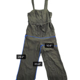 In Loom Womens Olive  Jumpsuit Button-Front Wide Leg Belted Sleeveless Size L
