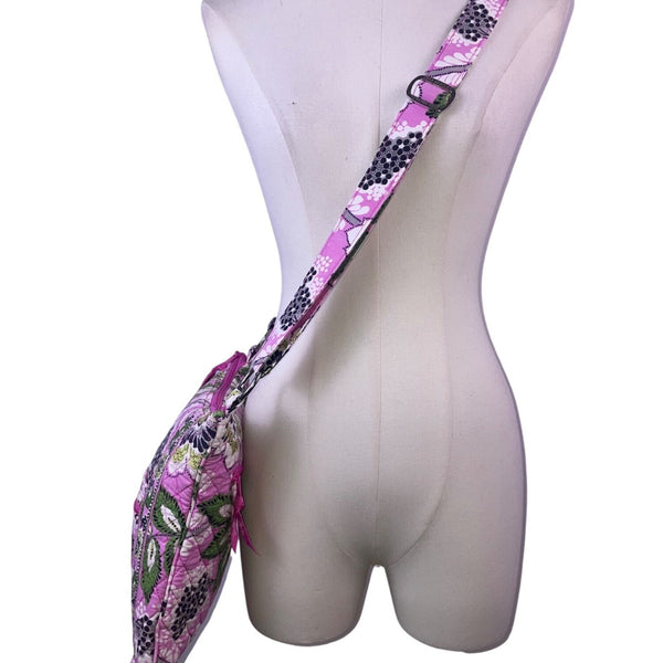 Vera Bradley Women’s Pink & Green Quilted Floral Print Adjustable Crossbody Bag