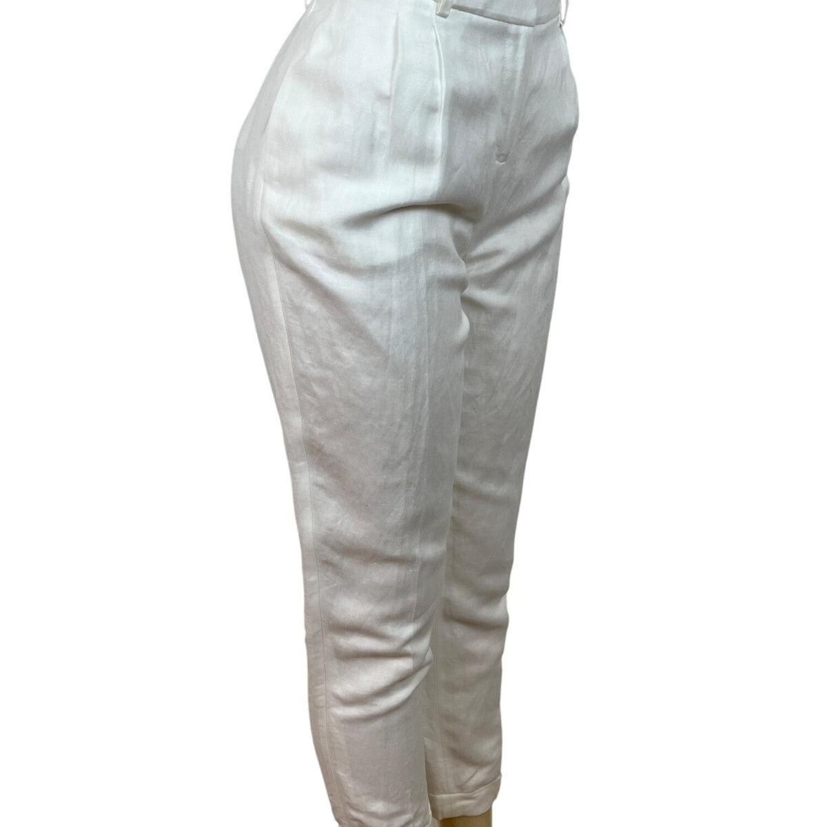 Calvin Klein Womens High-Rise White Trousers With Straight Fit Size 6 - New