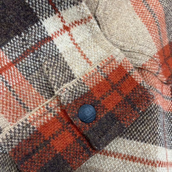 RRL Ralph Lauren Plaid Wool-Blend Shirt Jacket Beige & Rust Mens Size L - New