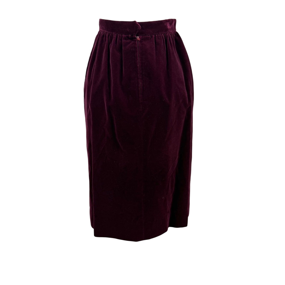 Evan-Picone Women’s Burgundy Velvet Midi Skirt Classic Soft Fabric Size 6