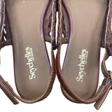 Seychelles Women’s Brown Leather Woven Buckle Closure Slingback Flats Size 8