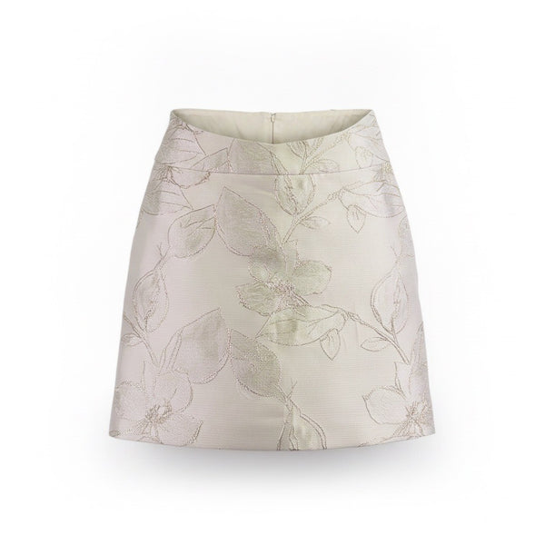 Tahari Womens Ivory Metallic Floral Skirt A-Line Elegant Size 4 
