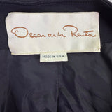 Oscar De La Renta Womens Black Silk Jacket With Beaded Button Accents Size 6
