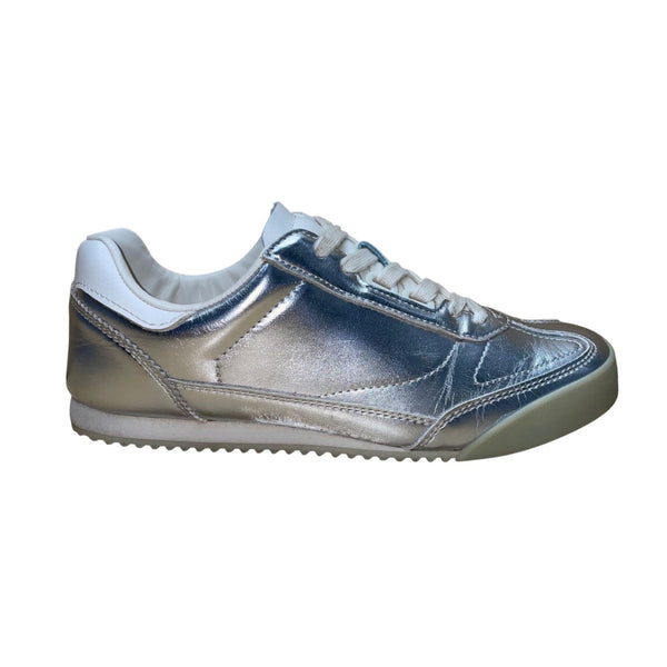 Zara Women’s Metallic Silver Faux Leather Low-Top Lace-Up Sneakers Size EU36/US6