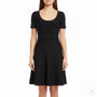 White House Black Market Womens Black  Scoop Neck Short Sleeve Dress Sz XS