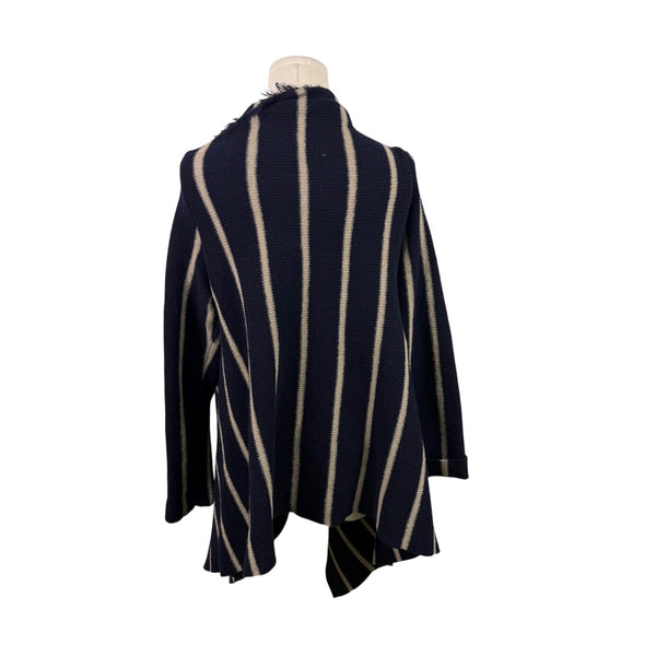 Zara Womens Navy Striped Open Front Cardigan Sweater Sz M