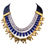 Stella & Dot Womens Black & Blue Leather Necklace 