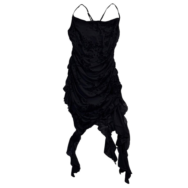 Fashion Nova Womens Black Floral Ruched Midi Dress Elegant Design Size XL
