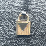 Michael Kors Black Pebbled Leather Satchel  With Gold Hardware & Charm Tote Bag