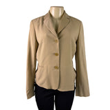 Talbots Womens Beige Wool Blend Grace Fit Blazer Jacket Button-Front Size 8