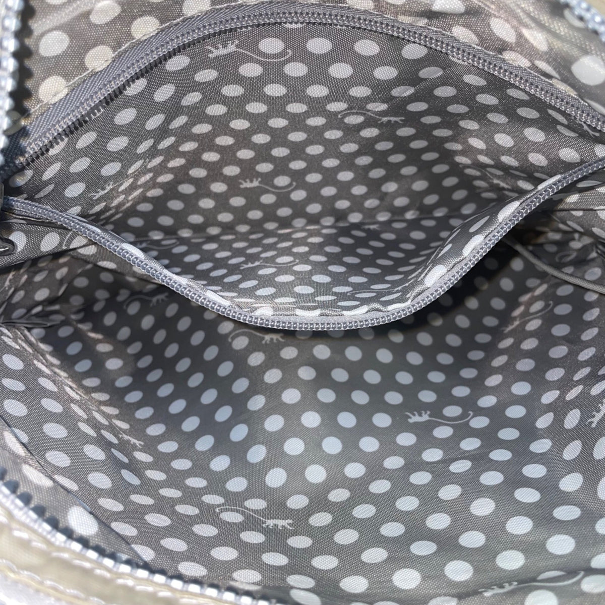 Kipling Women’s Silver Metallic Zippered Pockets Adjustable Strap Crossbody Bag