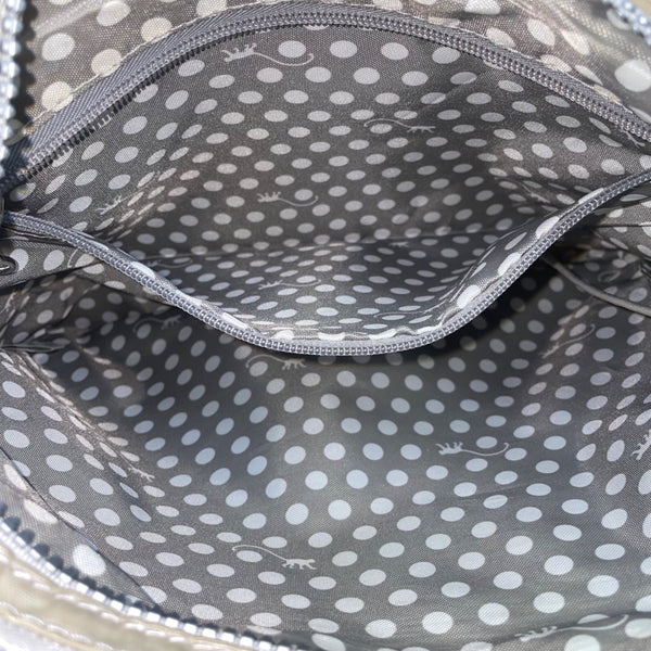 Kipling Women’s Silver Metallic Zippered Pockets Adjustable Strap Crossbody Bag