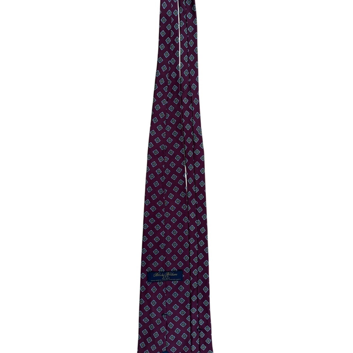 Brooks Brothers Mens Burgundy Silk Geometric Pattern Tie