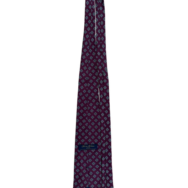 Brooks Brothers Mens Burgundy Silk Geometric Pattern Tie