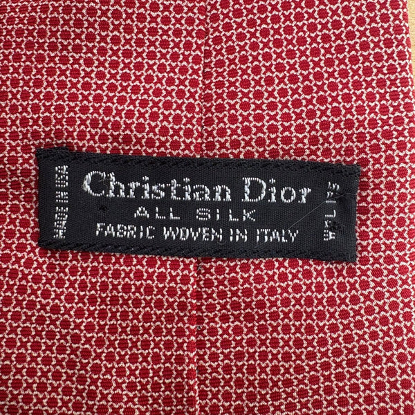 Christian  Red Silk Patterned Neck Tie Woven In Italy Elegant Classic Style